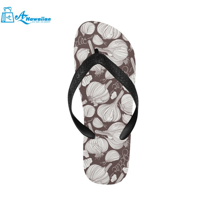 Garlic bulb dark background Unisex Flip Flops