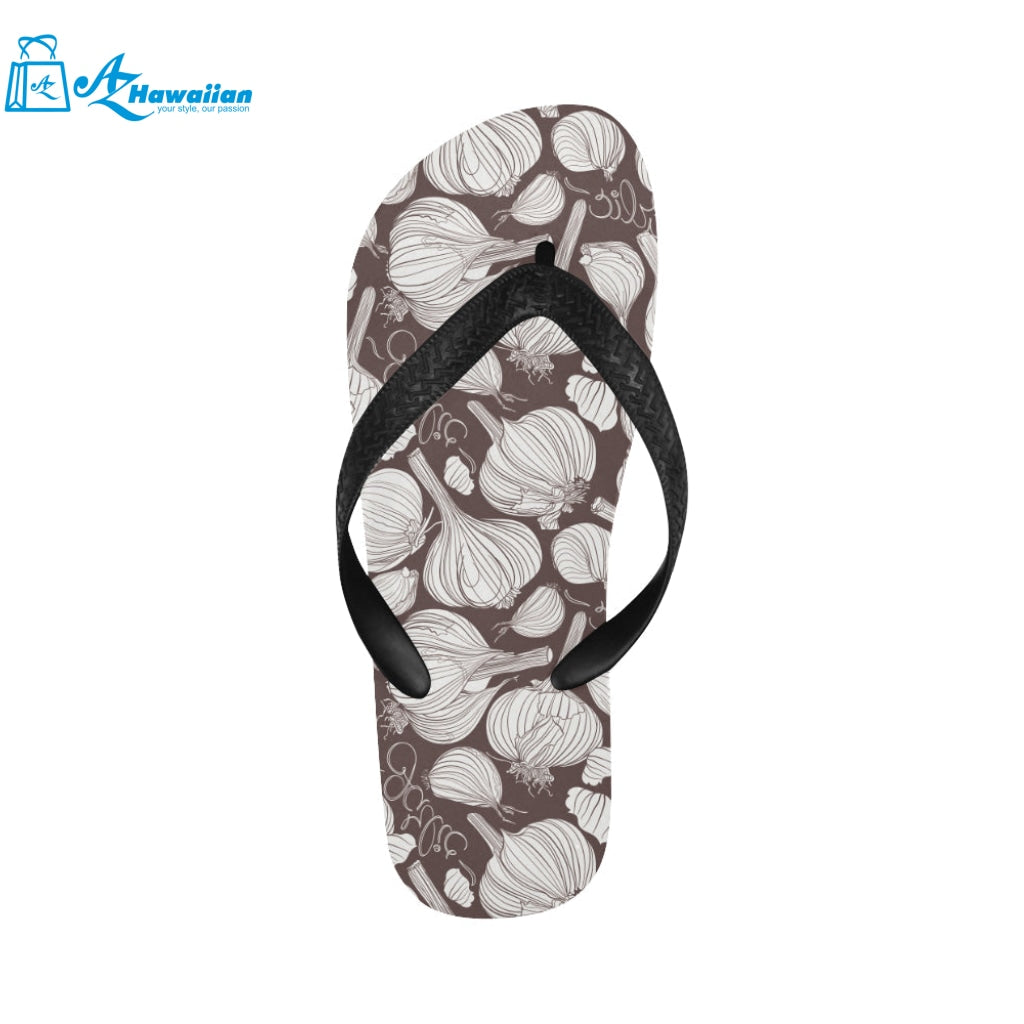 Garlic bulb dark background Unisex Flip Flops