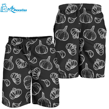 Garlic Pattern Black Background Men Shorts