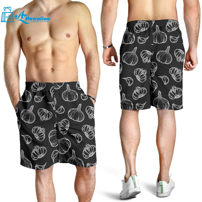 Garlic Pattern Black Background Men Shorts