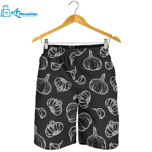 Garlic Pattern Black Background Men Shorts