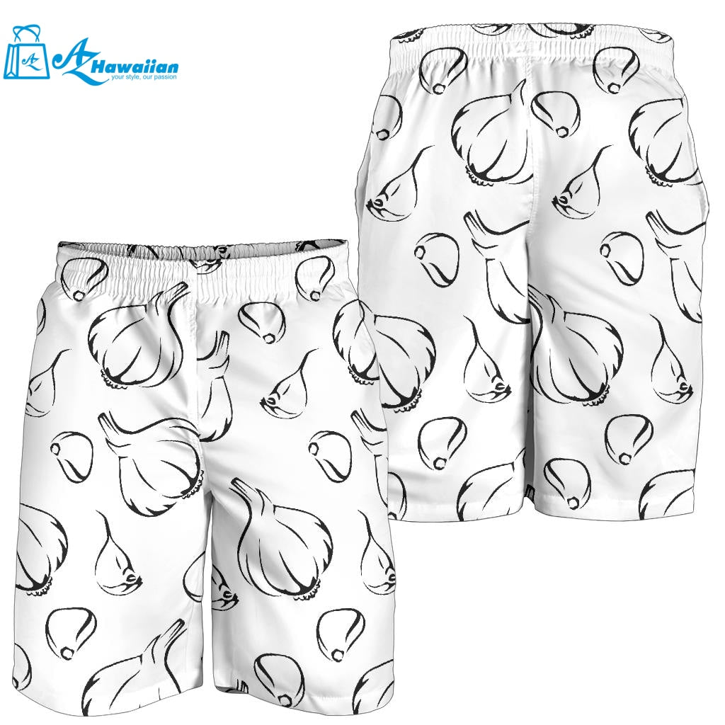 Garlic Pattern Black White Men Shorts