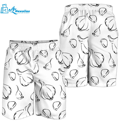 Garlic Pattern Black White Men Shorts