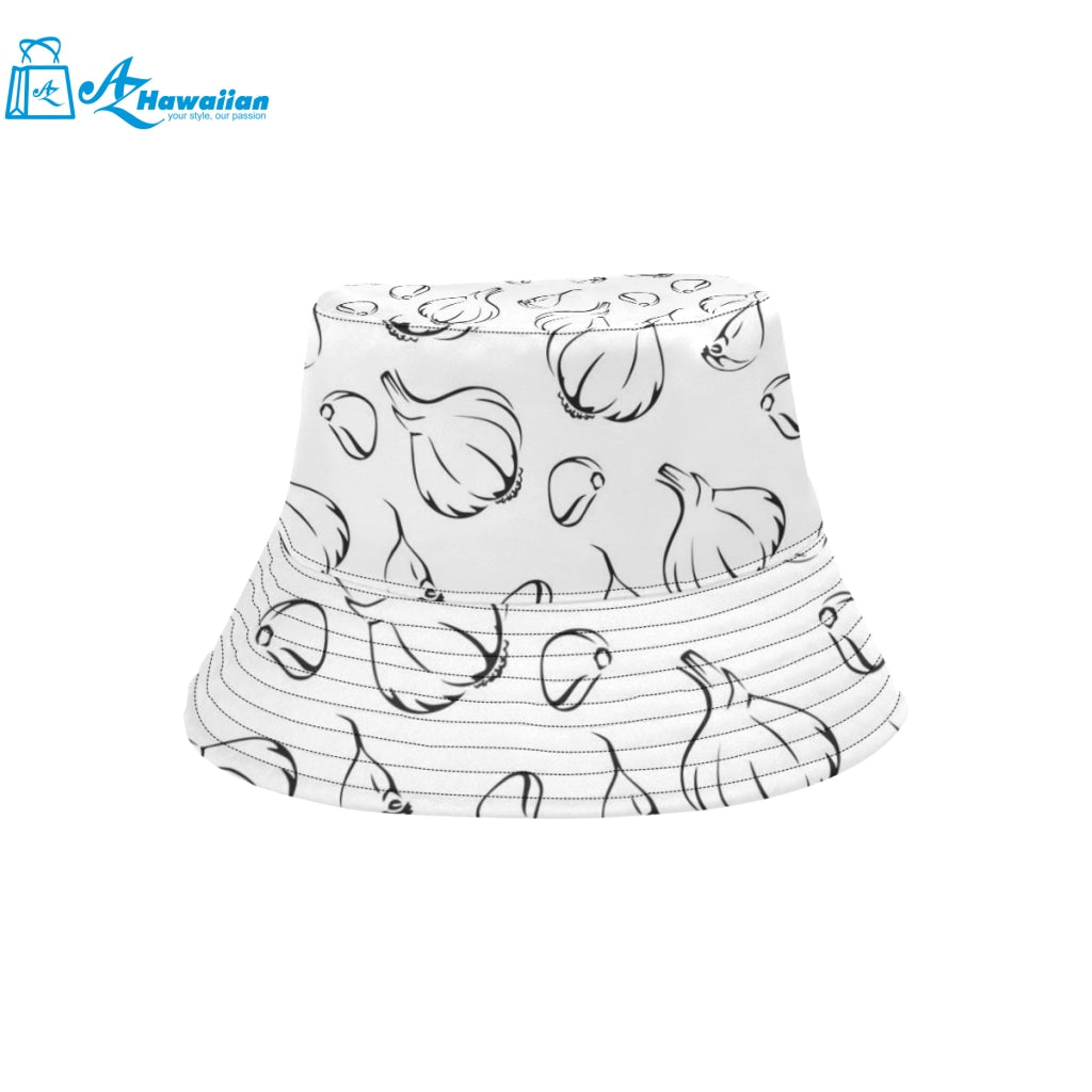 Garlic pattern black white Unisex Bucket Hat