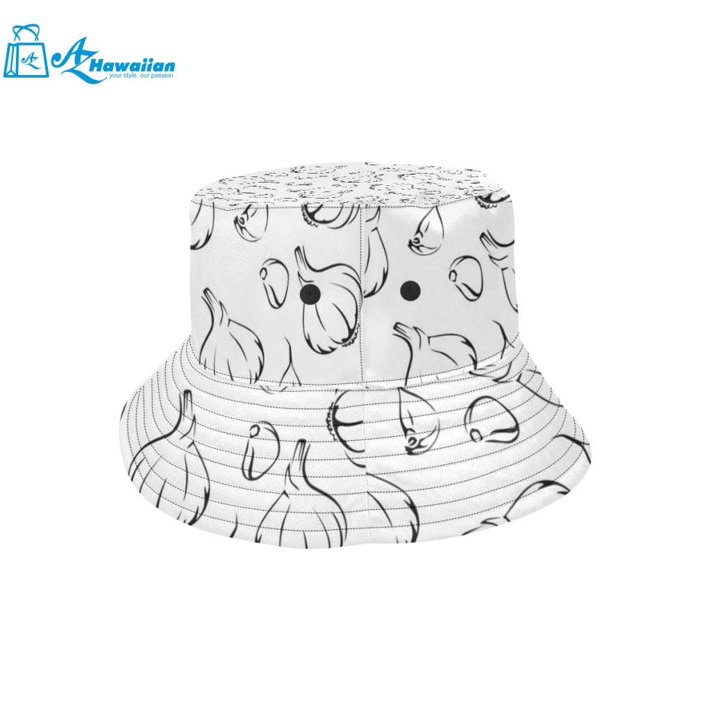 Garlic pattern black white Unisex Bucket Hat