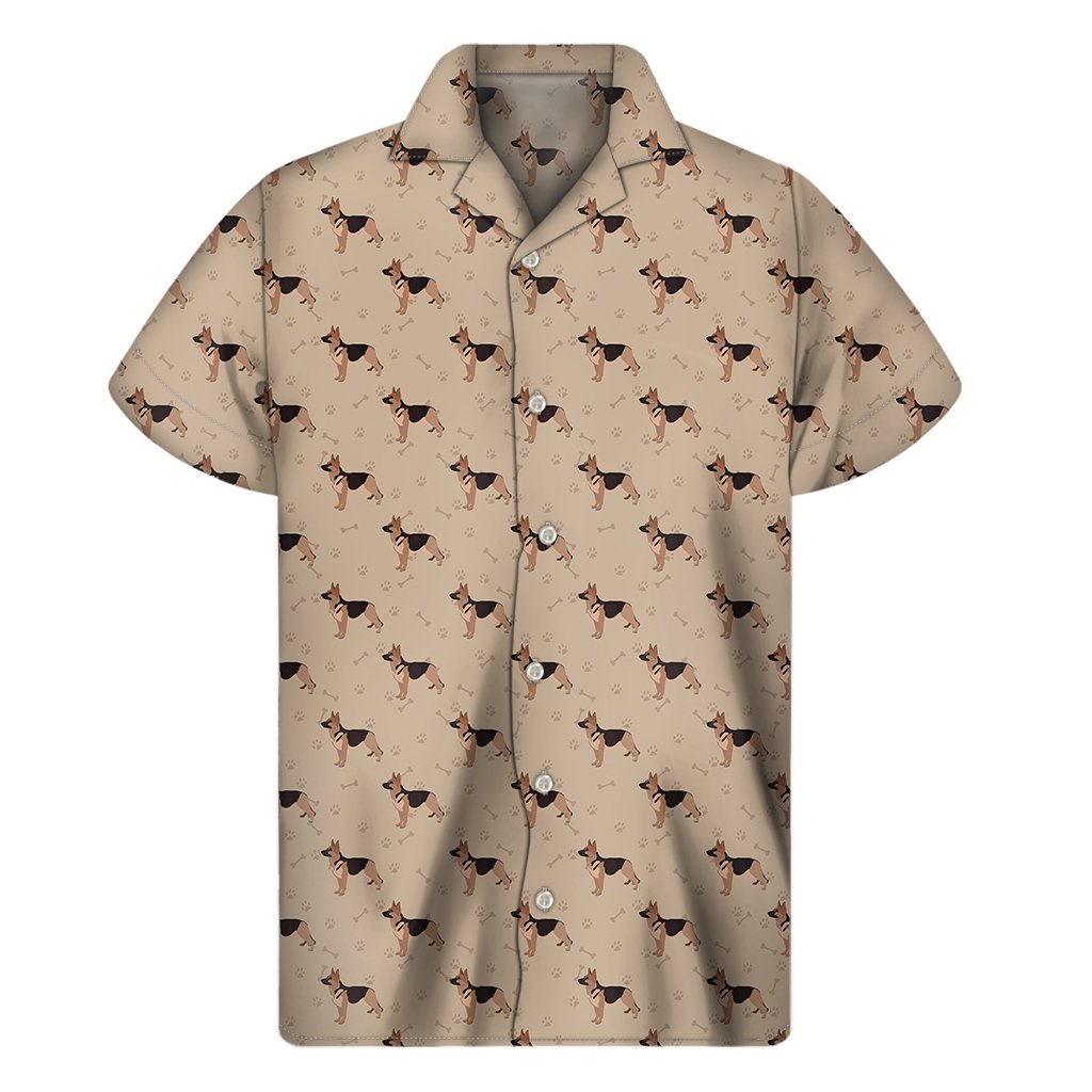 German Shepherd Dog Pattern Print Mens Short Sleeve Shirt Hawaiian