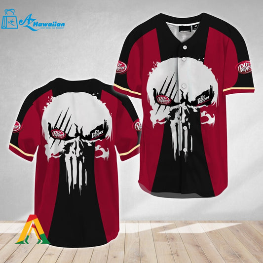 Ghost Head White Skull Dr Pepper Baseball Jersey