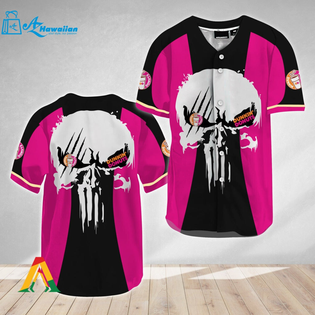 Ghost Head White Skull Dunkin Donut Baseball Jersey