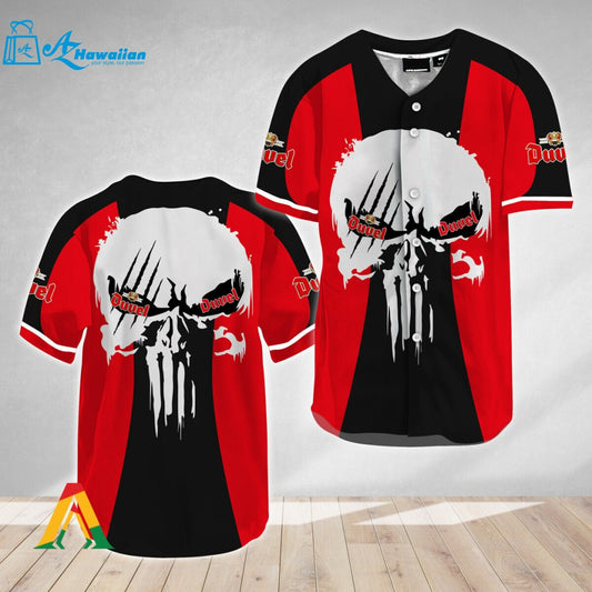 Ghost Head White Skull Duvel Beer Baseball Jersey