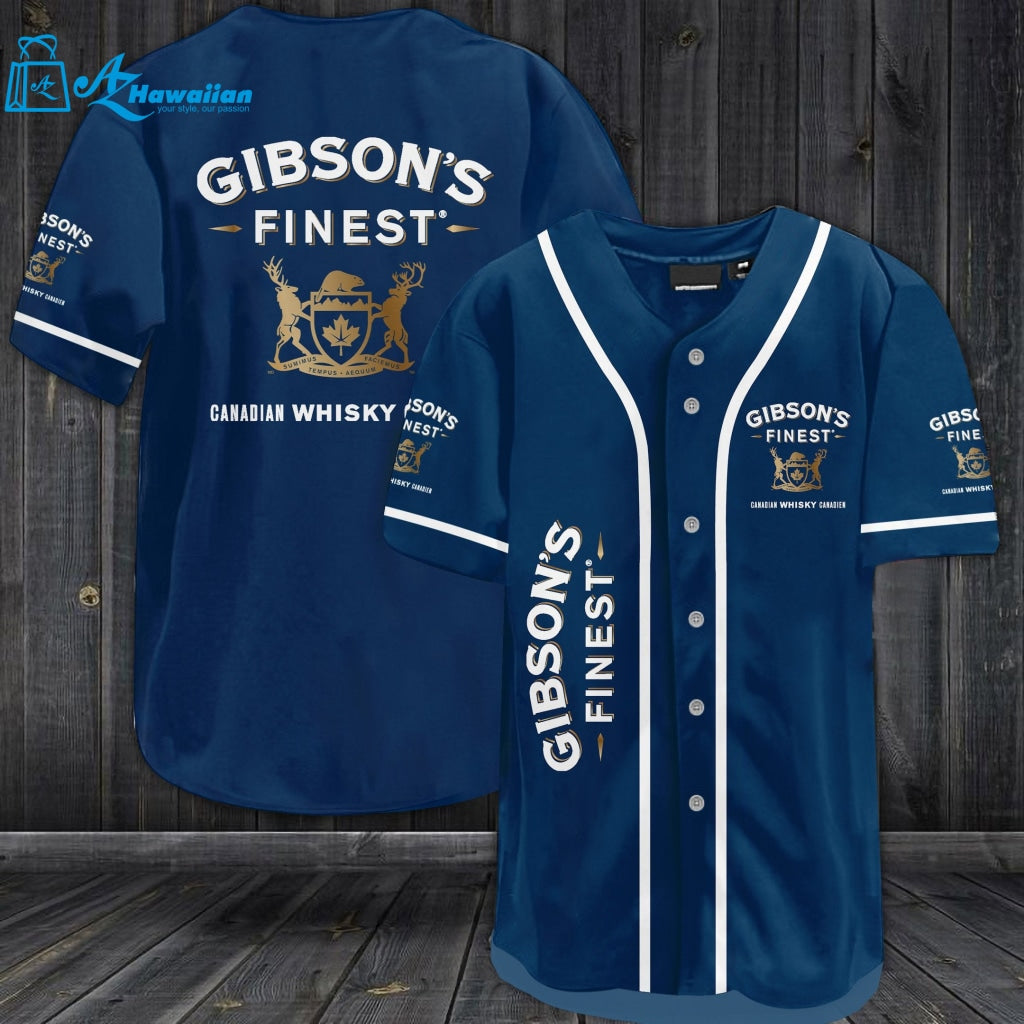 Gibson Finest Canadian Whiskey All Over Print Unisex Baseball Jersey 