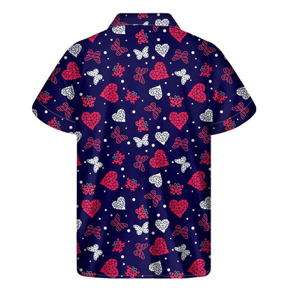 Girly Heart And Butterfly Pattern Print Mens Short Sleeve Shirt Hawaiian