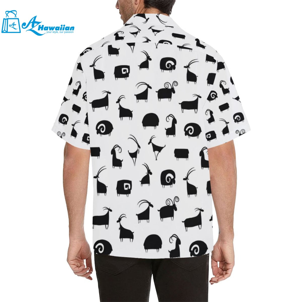 Goat Ram Pattern Mens All Over Print Hawaiian Shirt