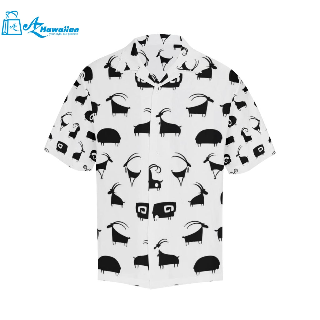 Goat Ram Pattern Mens All Over Print Hawaiian Shirt