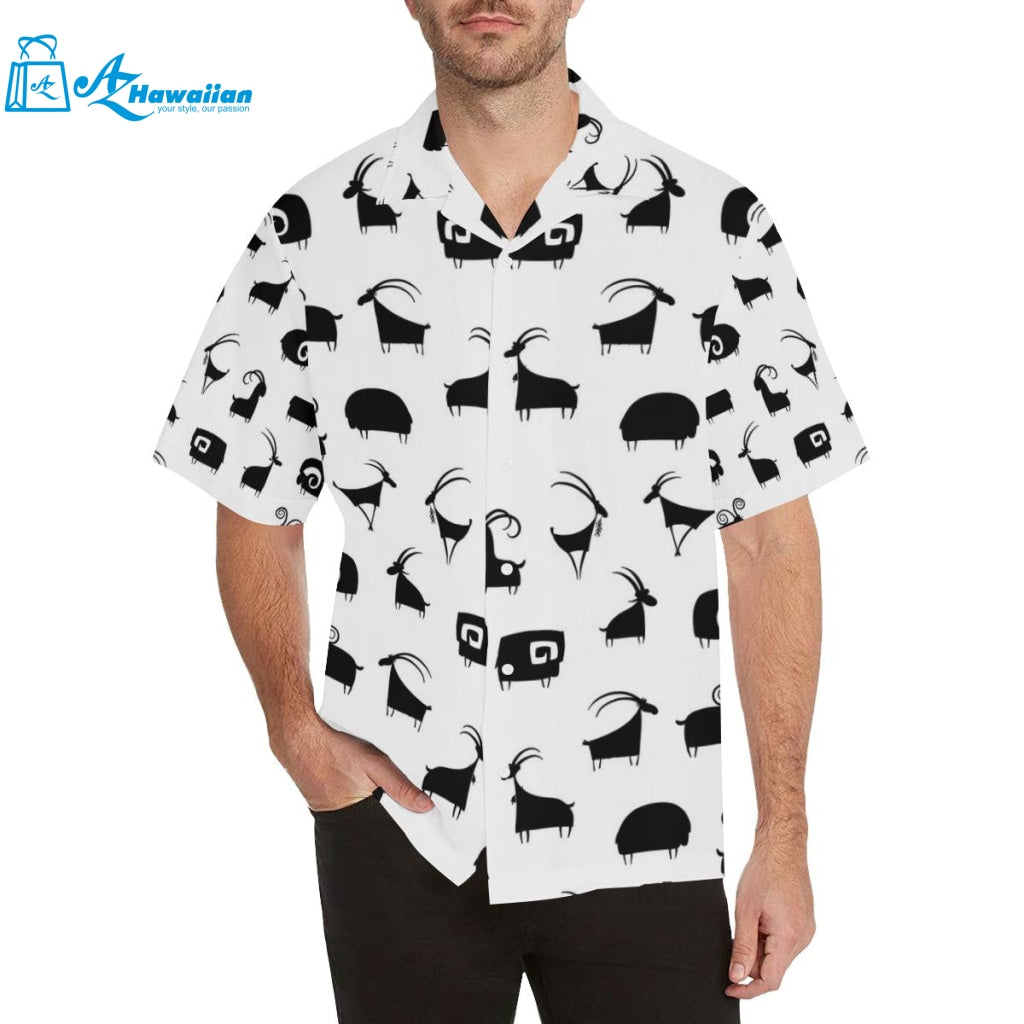 Goat Ram Pattern Mens All Over Print Hawaiian Shirt