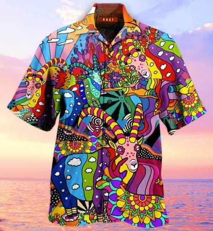 Goats Hippie Hawaiian Shirt