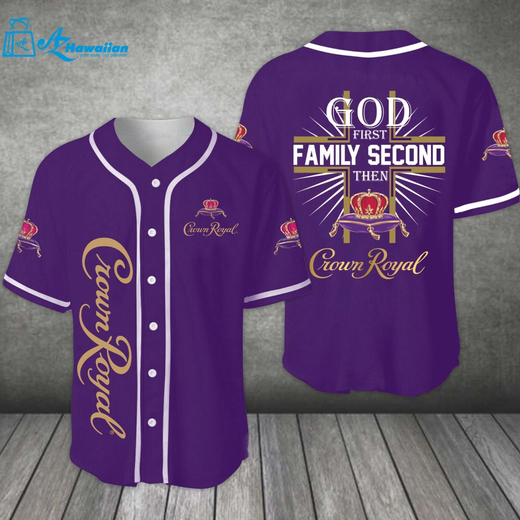 God First Family Second Then Crown Royal All Over Print Unisex Baseball Jersey 