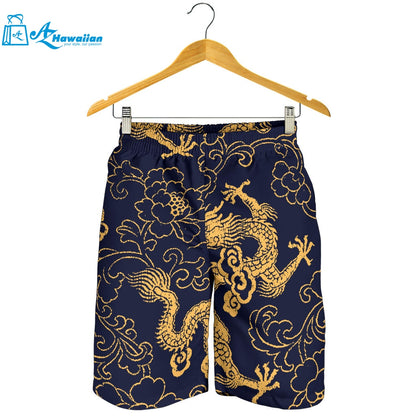 Gold Dragon Pattern Men Shorts