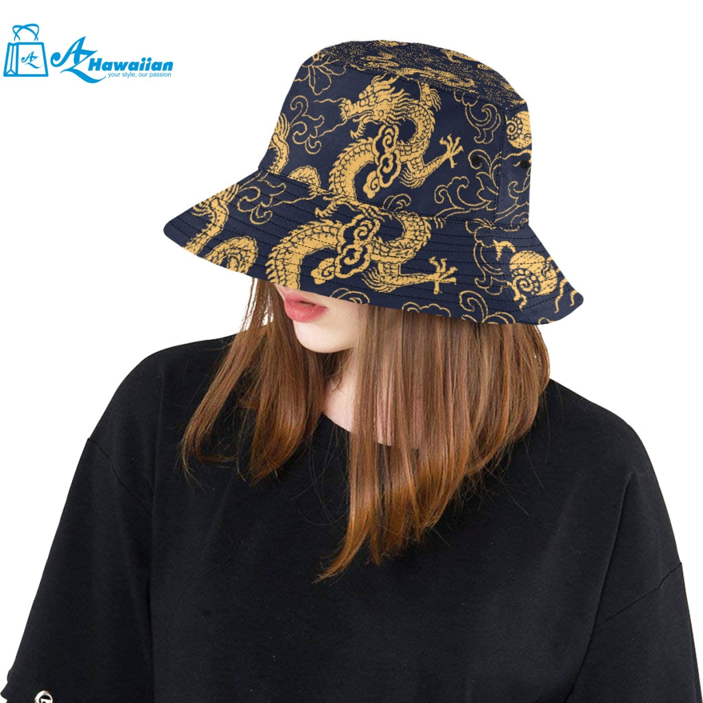 Gold dragon pattern Unisex Bucket Hat