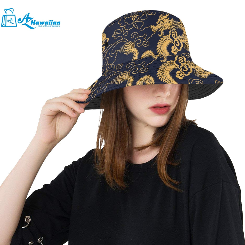 Gold dragon pattern Unisex Bucket Hat