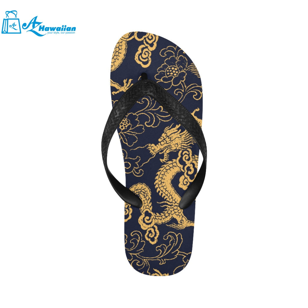 Gold dragon pattern Unisex Flip Flops