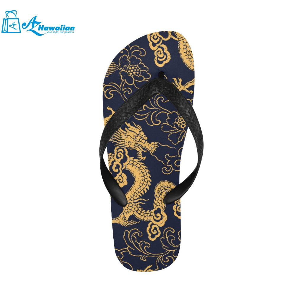 Gold dragon pattern Unisex Flip Flops