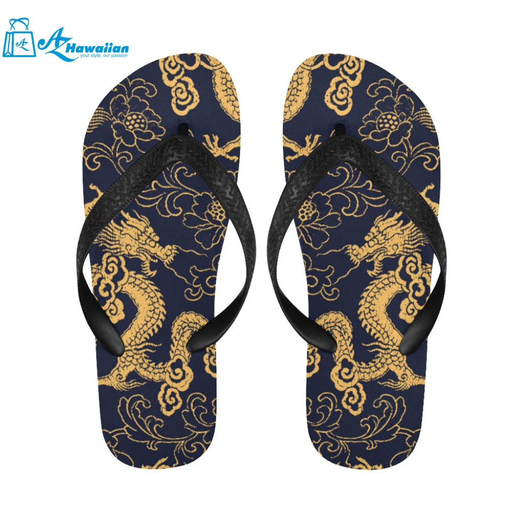 Gold dragon pattern Unisex Flip Flops