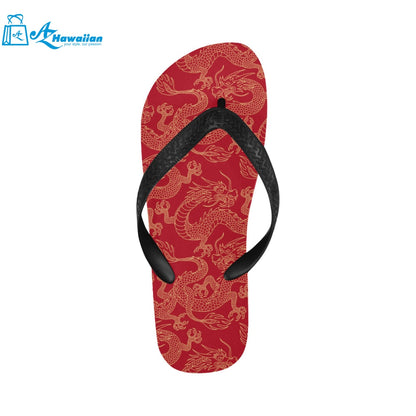 Gold dragons red background Unisex Flip Flops