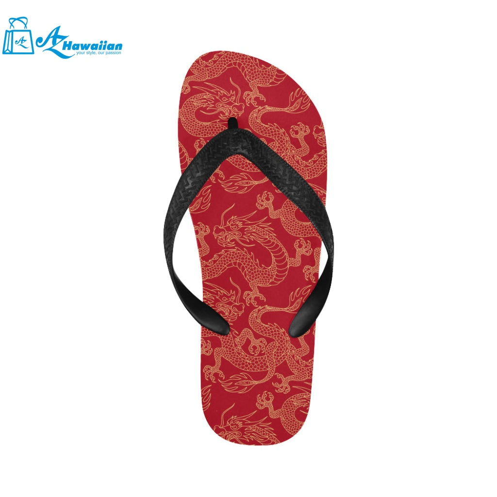 Gold dragons red background Unisex Flip Flops