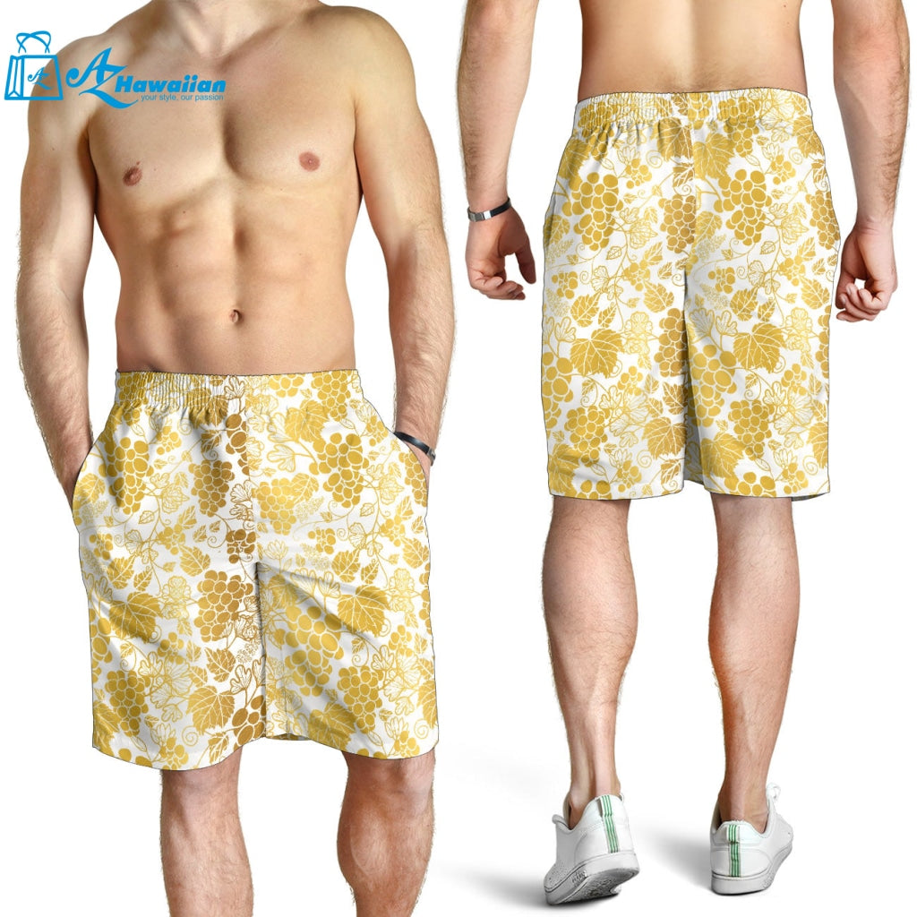 Gold Grape Pattern Men Shorts