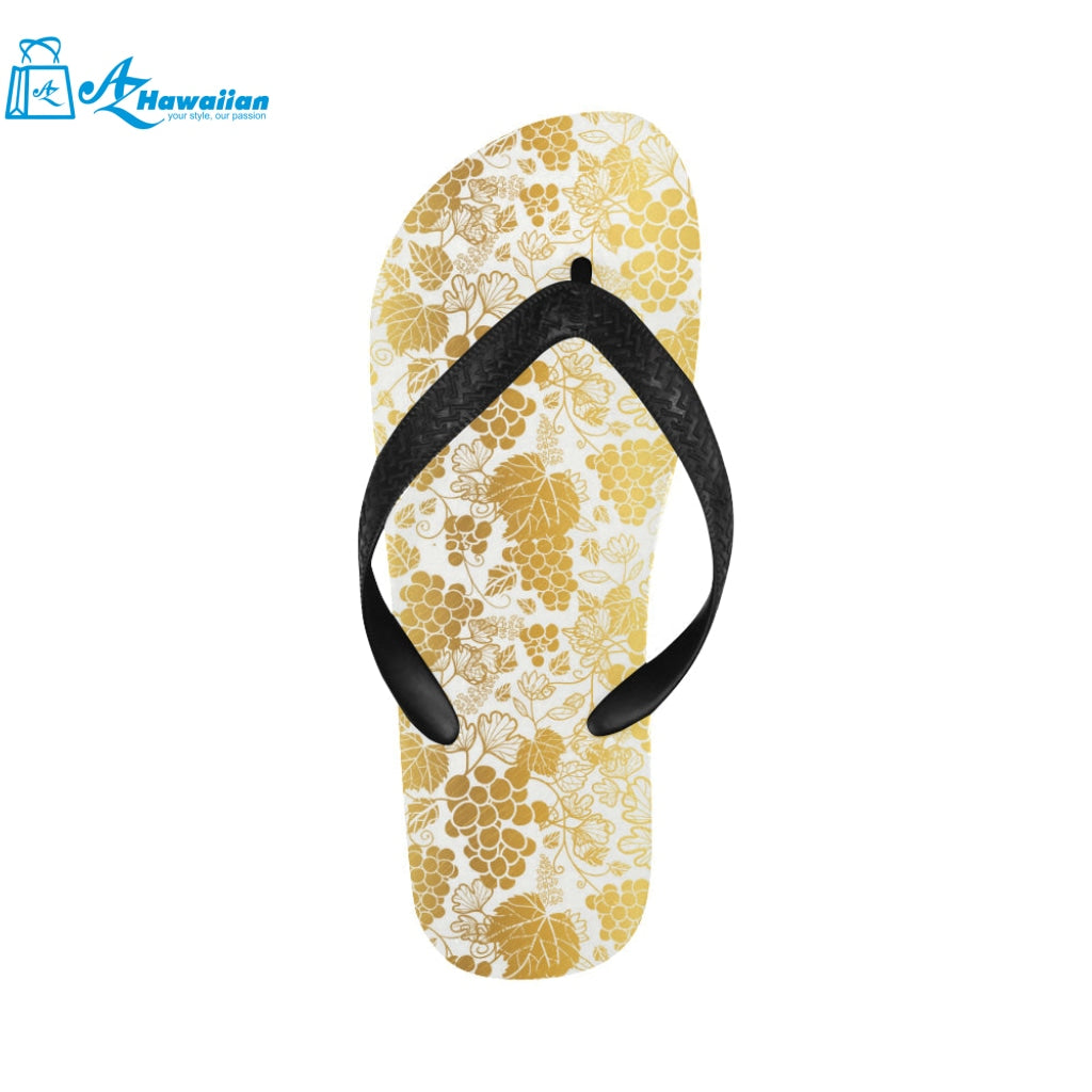 Gold grape pattern Unisex Flip Flops