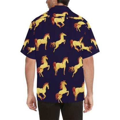 Gold Horse Pattern Hawaiian Shirt