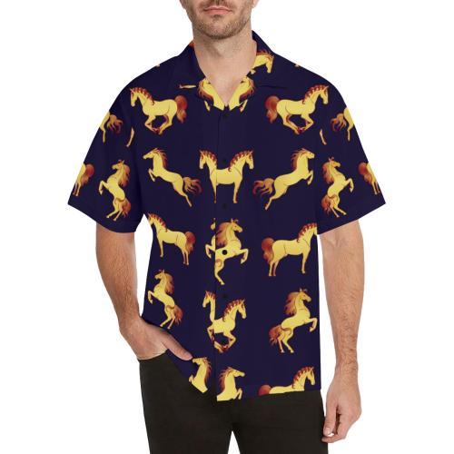 Gold Horse Pattern Hawaiian Shirt