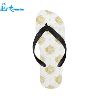 Gold Ornamental lotue waterlily symbol pattern Unisex Flip Flops