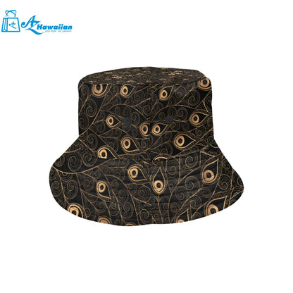 Gold peacock feather pattern Unisex Bucket Hat