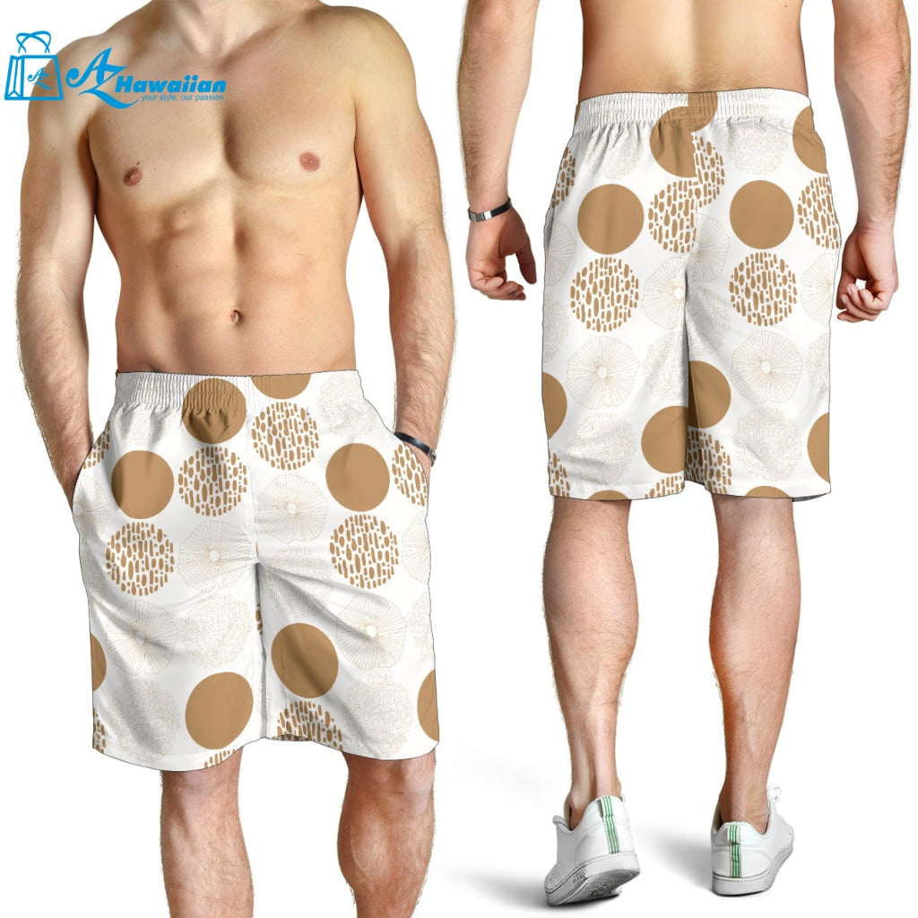 Gold Texture Mushroom Pattern Men Shorts