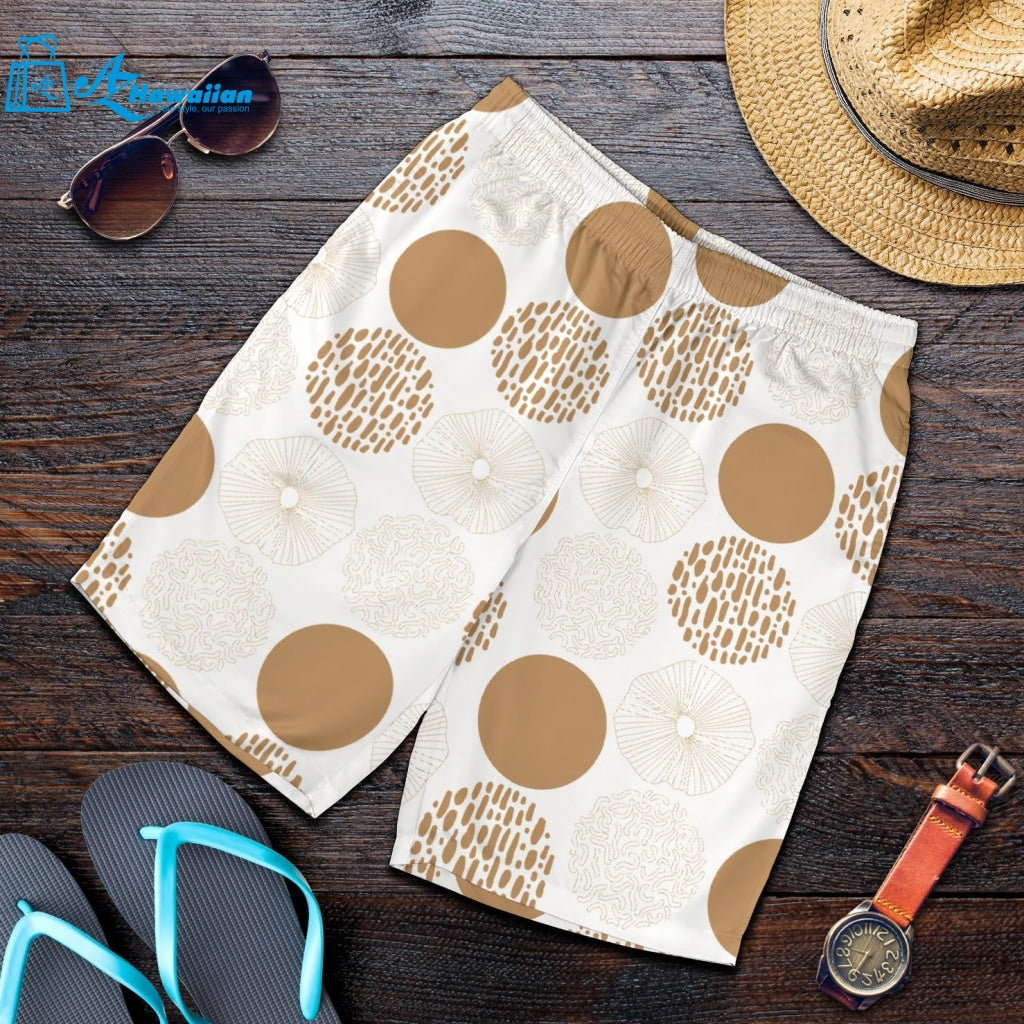 Gold Texture Mushroom Pattern Men Shorts