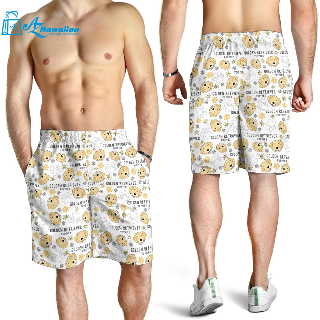 Golden Retriever Pattern Print Design 04 Men Shorts