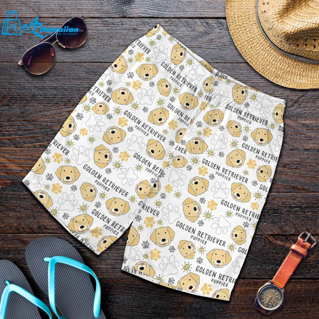 Golden Retriever Pattern Print Design 04 Men Shorts