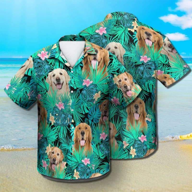 Golden Retriever - Summer Leaves Hawaiian Shirt