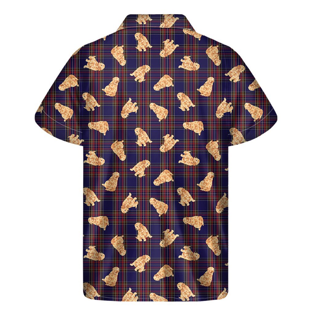 Golden Retriever Tartan Pattern Print Mens Short Sleeve Shirt Hawaiian