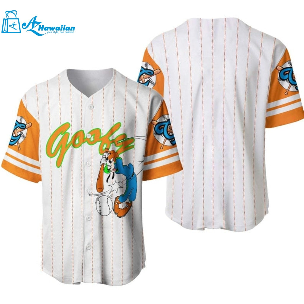 Goofy Dog All Over Print Pinstripe Baseball Jersey 