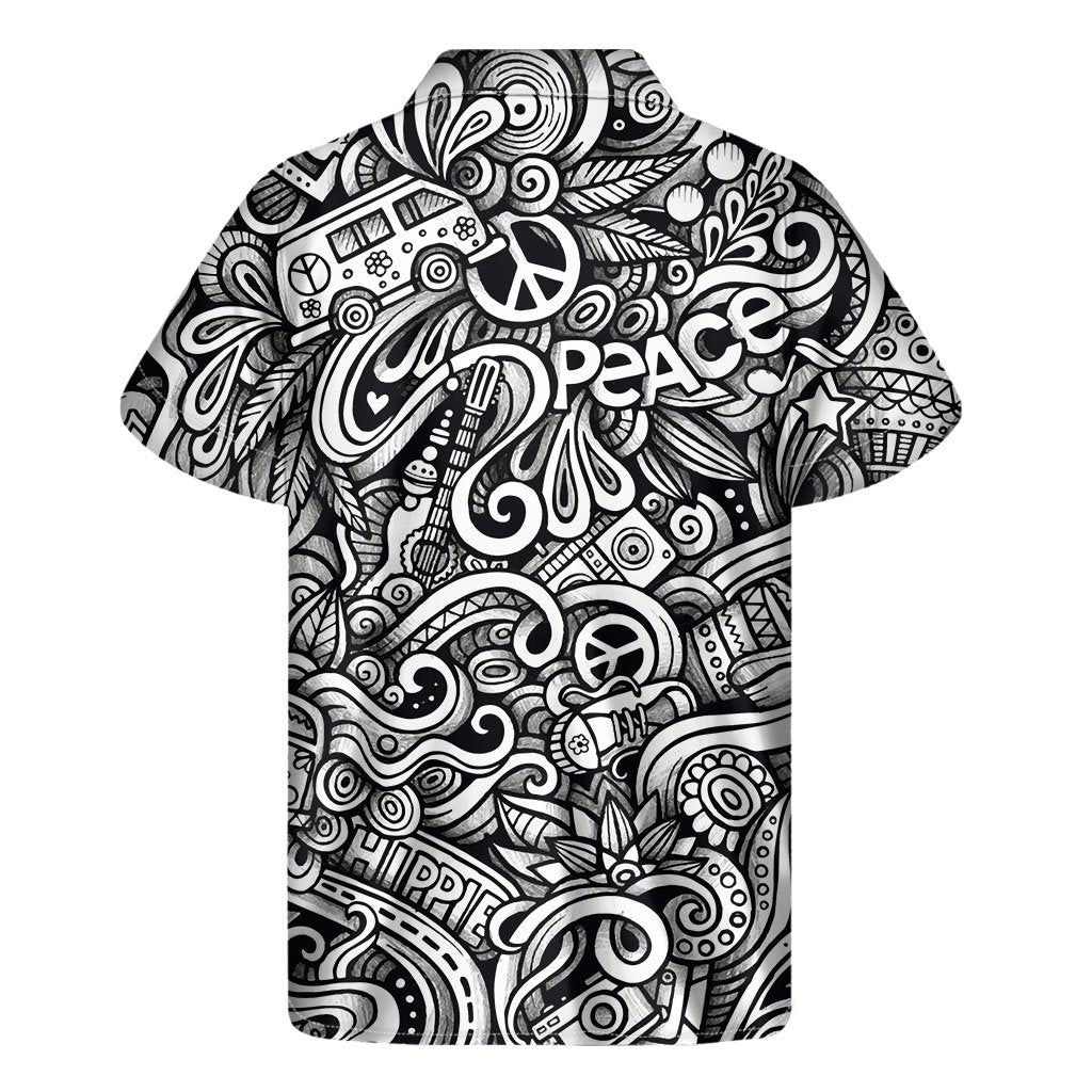 Graffiti Surfing Pattern Print Mens Short Sleeve Shirt Hawaiian