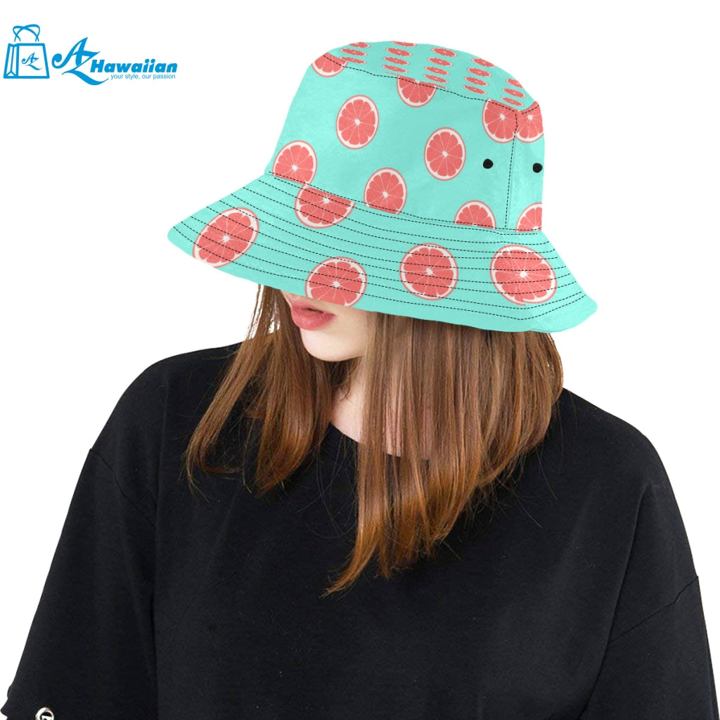 Grapefruit green background Unisex Bucket Hat