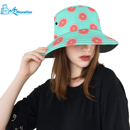 Grapefruit green background Unisex Bucket Hat