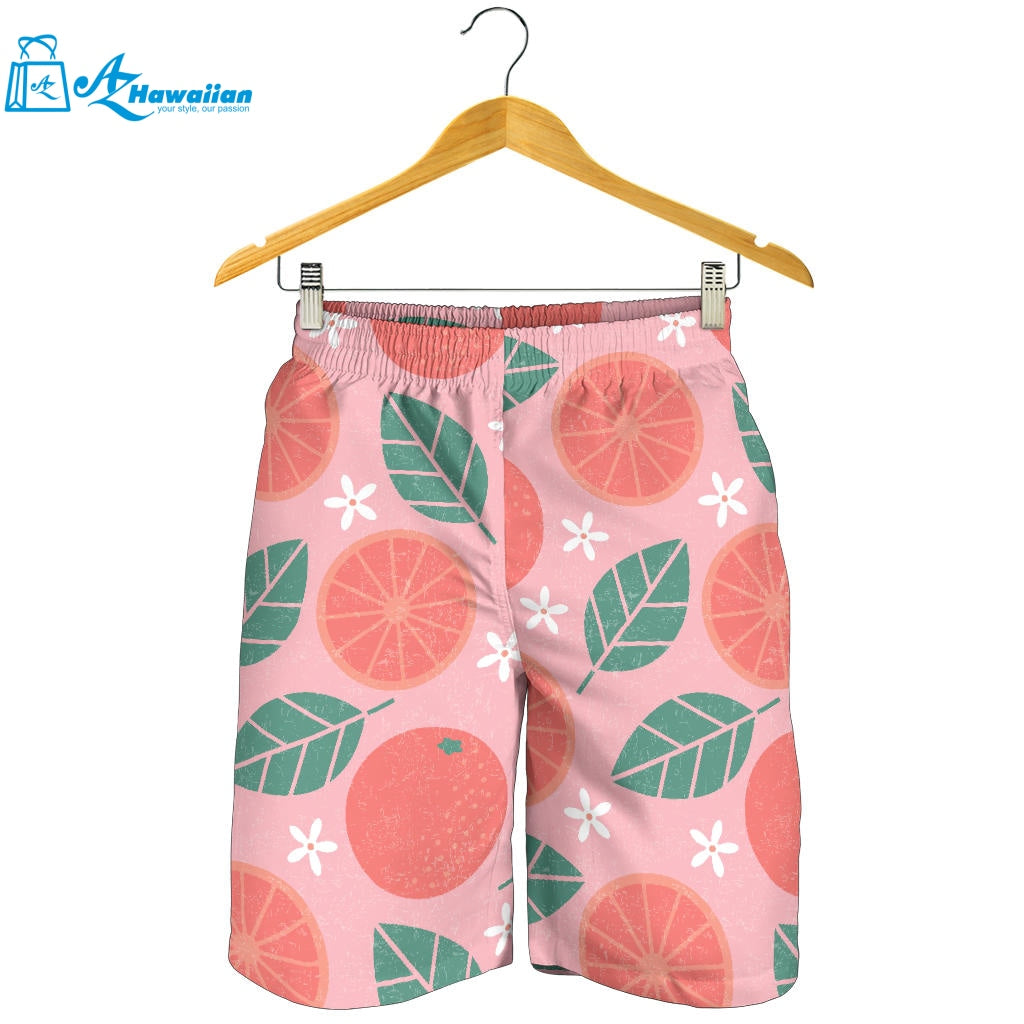 Grapefruit Leaves Flower Pink Background Men Shorts