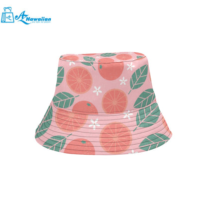 Grapefruit leaves flower pink background Unisex Bucket Hat