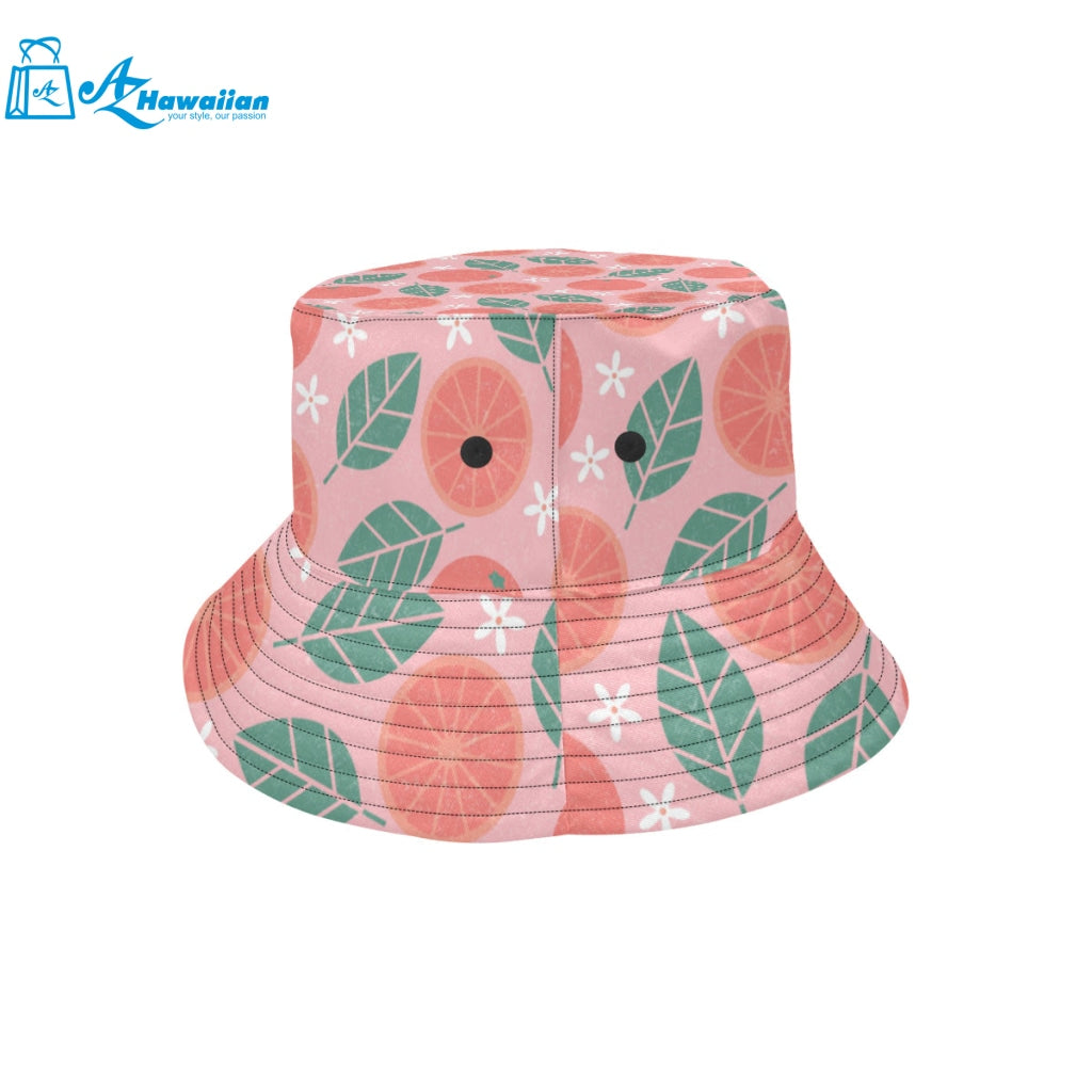 Grapefruit leaves flower pink background Unisex Bucket Hat