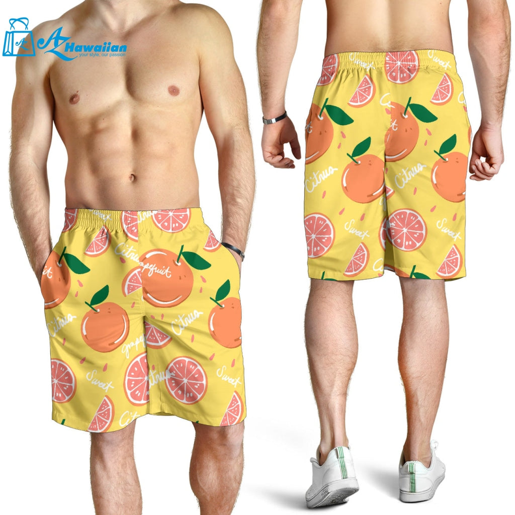 Grapefruit Yellow Background Men Shorts