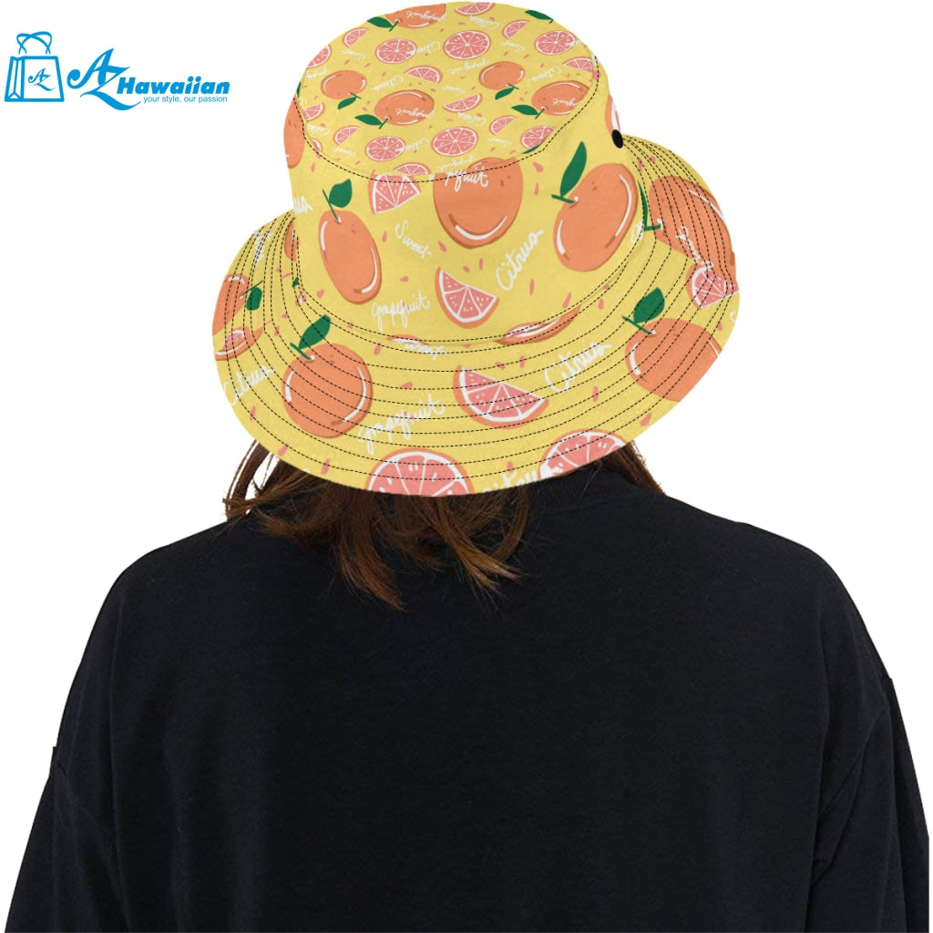 Grapefruit yellow background Unisex Bucket Hat