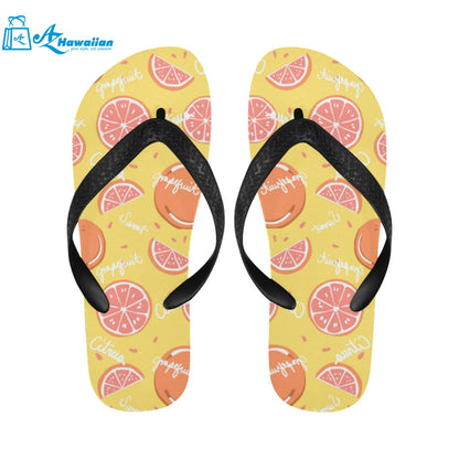 Grapefruit yellow background Unisex Flip Flops